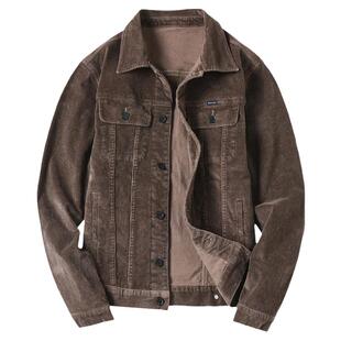 秋冬加绒男装灯芯绒男士外套潮牌条绒休闲夹克男衣服男生工装上衣