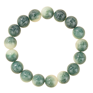 遇见普陀山六字箴言绿白菩提根手串男女盘玩佛珠念珠文玩手链正品