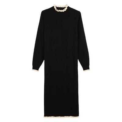 黑色打底直筒连衣裙高级感