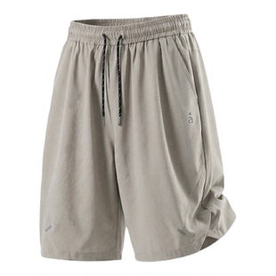 男夏新款微弹运动休闲短裤沙滩裤分割开叉透气打褶户外宽松五分裤