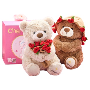 压床娃娃一对结婚玩偶订婚礼物毛绒公仔绿光派对花束小熊情侣新婚