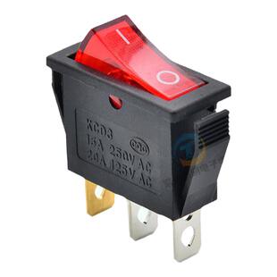 船型开关KCD3-102N带灯3脚2档2翘板按键电源15A船形两档船式船行