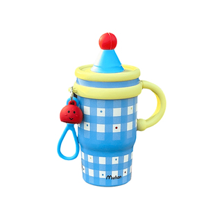 高颜值儿童桌面杯子办公室保温杯带把手吸管水杯咖啡杯女可爱杯子