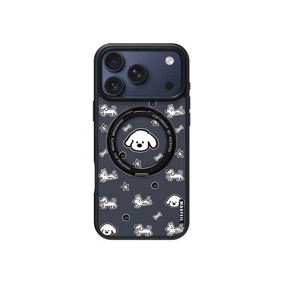 MASFEIL × 黑白小狗适用苹果17promax手机壳iPhone16pro新款磁吸带支架ip15全包Fo5支点高级感17好看可爱套
