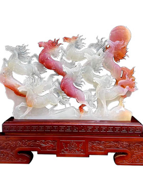 工艺花开富贵玄关高档玉雕装饰品