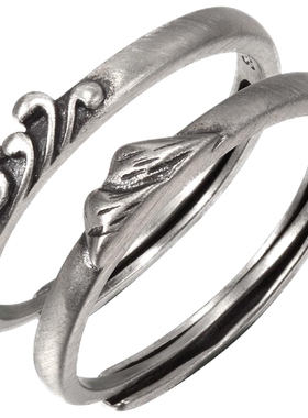 山盟海誓情侣戒指纯银925男女