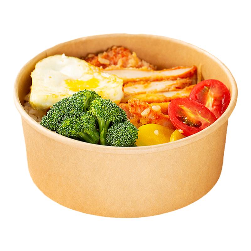牛皮紙打包盒一次性紙碗飯碗野餐盒沙拉碗紙飯盒外賣快餐盒水果盒