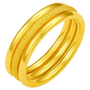 周六福黄金戒指男女同款足金计价三生三世实心指环手饰送女友正品