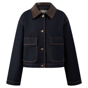【活性染牛仔】Eland衣恋短外套长袖通勤牛仔女装2025冬季新款