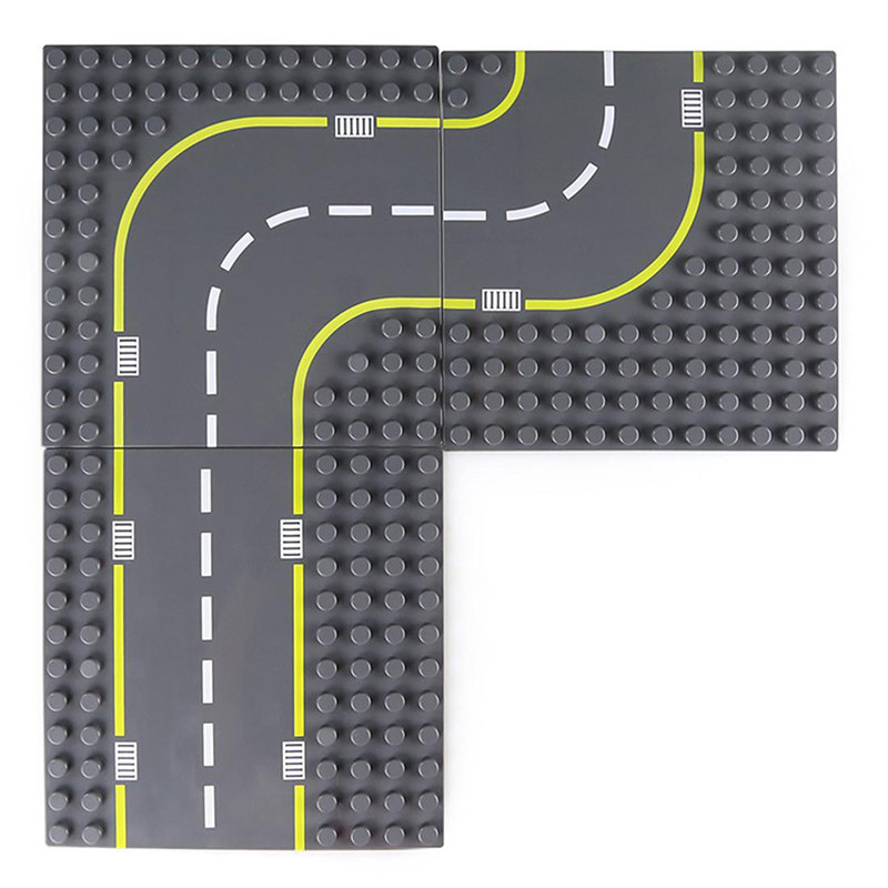 国产积木大颗粒公路道路底板L直角拐弯道交通儿童益智拼装散配件