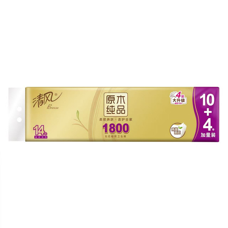 清风4层14卷1800克无芯卷纸1提