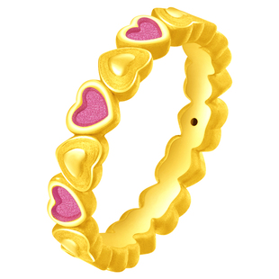 周大福SOINLOVE 「宝藏女孩」爱心黄金满心足金戒指生日礼物