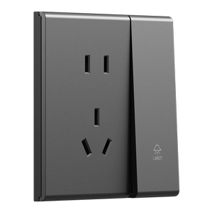 国际电工86型灰色墙壁开关插座面板16a一开五孔带USB多孔双控暗装