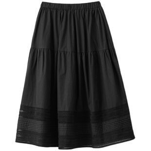 通勤气质 女士纯棉半身裙 全棉刺绣镂空 A字大裙摆伞裙 夏款 女装