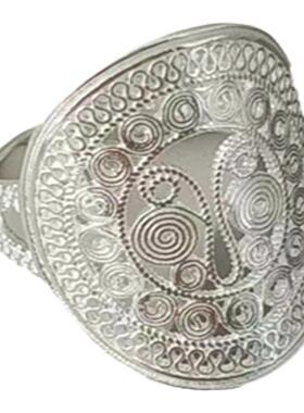 女S925纯银新中式民族风花丝戒指