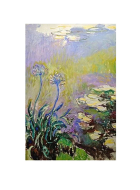 可班手绘油画莫奈百子莲入户挂画