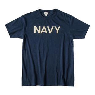 擎添工装 美式复古圆领NAVY字母印花T恤男宽松正肩休闲短袖打底衫