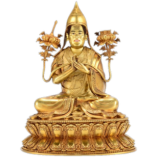 欧斯特《晋美彭措》铜像摆件西藏铜全鎏金雕花客厅桌面工艺品摆件