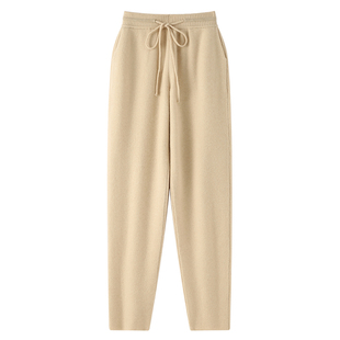 羊绒小脚裤四平空气层加厚外穿直筒哈伦裤高腰显瘦秋冬女针织长裤