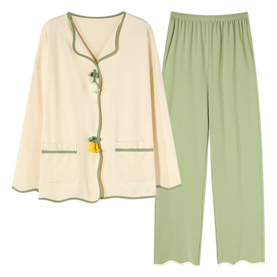 翻领纯棉长袖长裤俞兆林女