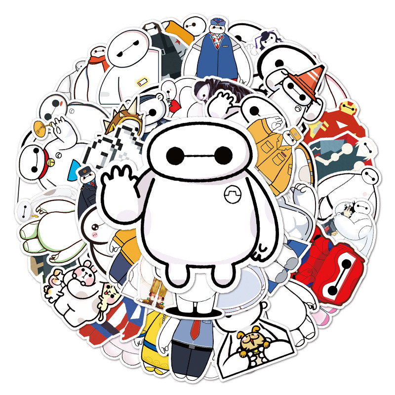 102张动画片超能陆战队大白卡通贴纸装饰电脑手机平板滑板行李箱
