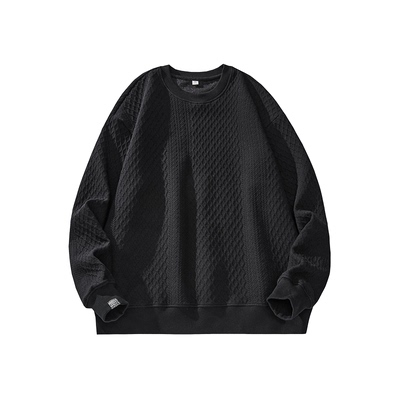 美式重磅肌理感提花圆领卫衣男士