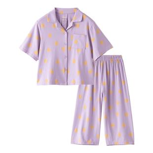 小黑托昵2026女童睡衣套装夏空调服儿童家居服中袖子长裤宝宝外穿