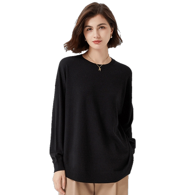 中长款针织衫慵懒圆领