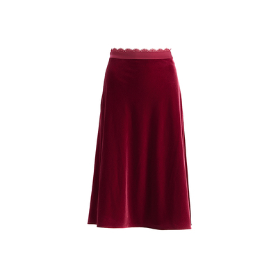 欧碧倩红色丝绒半身裙