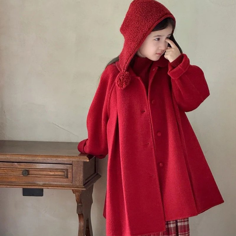 女童大衣儿童毛呢外套秋冬装2025新款大童长款高级感绝美新年服潮