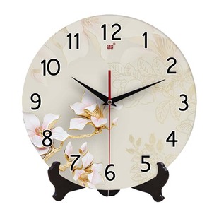 承沁陶瓷钟表创意时钟客厅静音挂钟座钟两用古典玉兰中式台钟摆钟