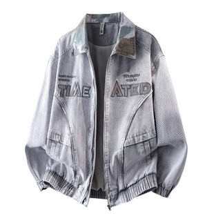 加肥加大牛仔外套男大码春秋季日系复古夹克新款休闲上衣宽松百搭