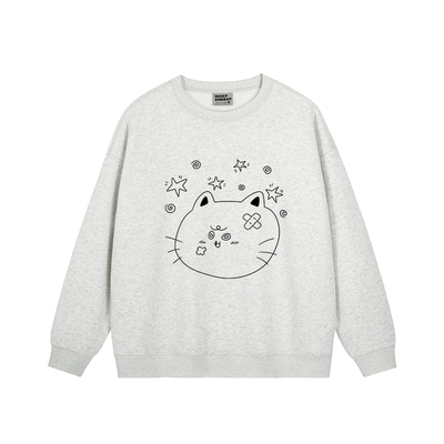 chic学院风宽松显瘦藏蓝色卫衣女