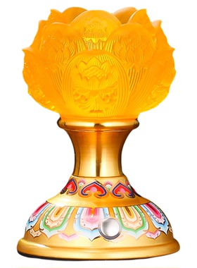 莲花琉璃触控灯家用供奉观音菩萨长明灯led佛前供佛灯充电琉璃灯