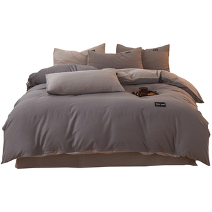 秋冬全棉加厚磨毛被套单件2023新款纯棉被罩单人双人枕套三件套