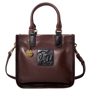 哈弘 秋冬新款原创设计休闲头层牛皮落落大方象形文字单肩斜挎包