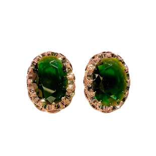 2025年高级感复古法式祖母绿色耳钉高级气质耳饰耳环小众港风耳坠