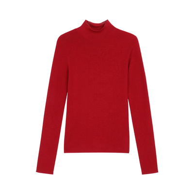 MULVAN 挚简刚需 100％羊毛半高领打底针织衫女气质修身内搭上衣