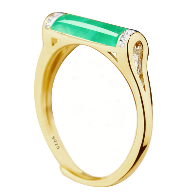 S925银戒指空托diy镶嵌翡翠戒托