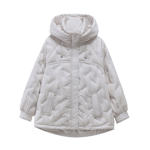 大码女装2025冬季新款白鸭绒羽绒服胖mm200斤时尚百搭连帽短外套