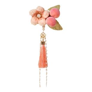 儿童头饰发夹 宝宝汉服毛球桃子发饰 女宝夹子