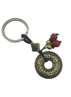 西藏纯黄铜生肖鼠汽车钥匙扣吊坠