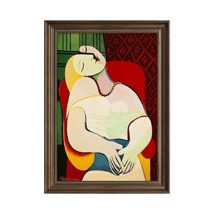 毕加索梦玄关装饰画抽象油画挂画简约艺术名画美式玄幻客厅壁画