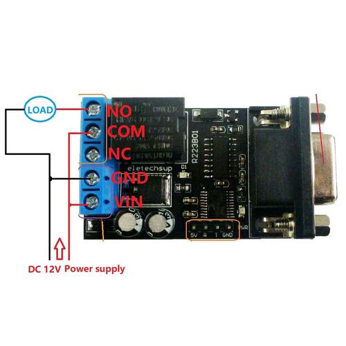 DC 12V 1通道DB9串口延时继电器RS232 UART多功能远程遥控开关
