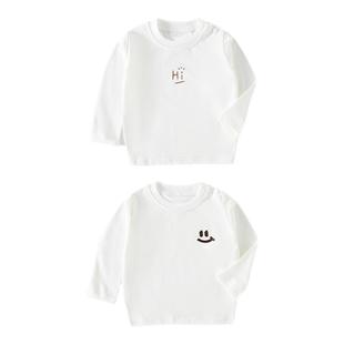 贝肽斯儿童打底衫长袖t恤纯棉2026新款男女童春秋白色宝宝上衣S