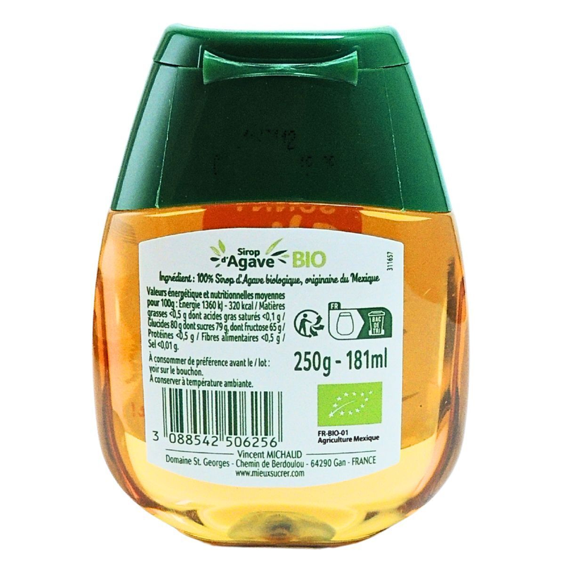 SUNNY VIA有机龙舌兰糖浆250克天然天然有机甜味剂无添加有机认证