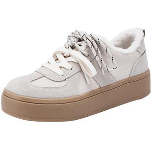 热风厚底德训鞋女款2025年冬季新款休闲鞋增高百搭女鞋子加绒棉鞋