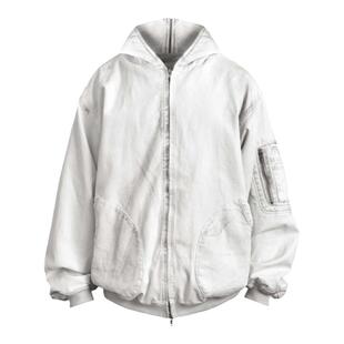 折扣 Far archive 23FW UTILITY 做旧脏染bomber连帽宽松夹克棉服