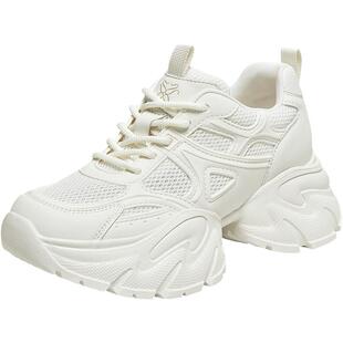 百思图2026夏季新款通勤厚底白色老爹鞋运动休闲增高女鞋G2835BM6