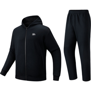 安踏运动套装男装春夏季加绒保暖男士连帽外套卫裤密暖绒两件套男